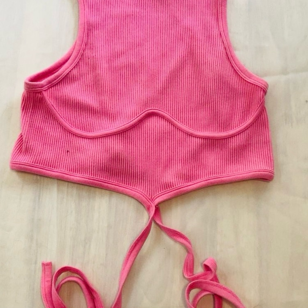 Love J Vibrant Pink Ribbed Top